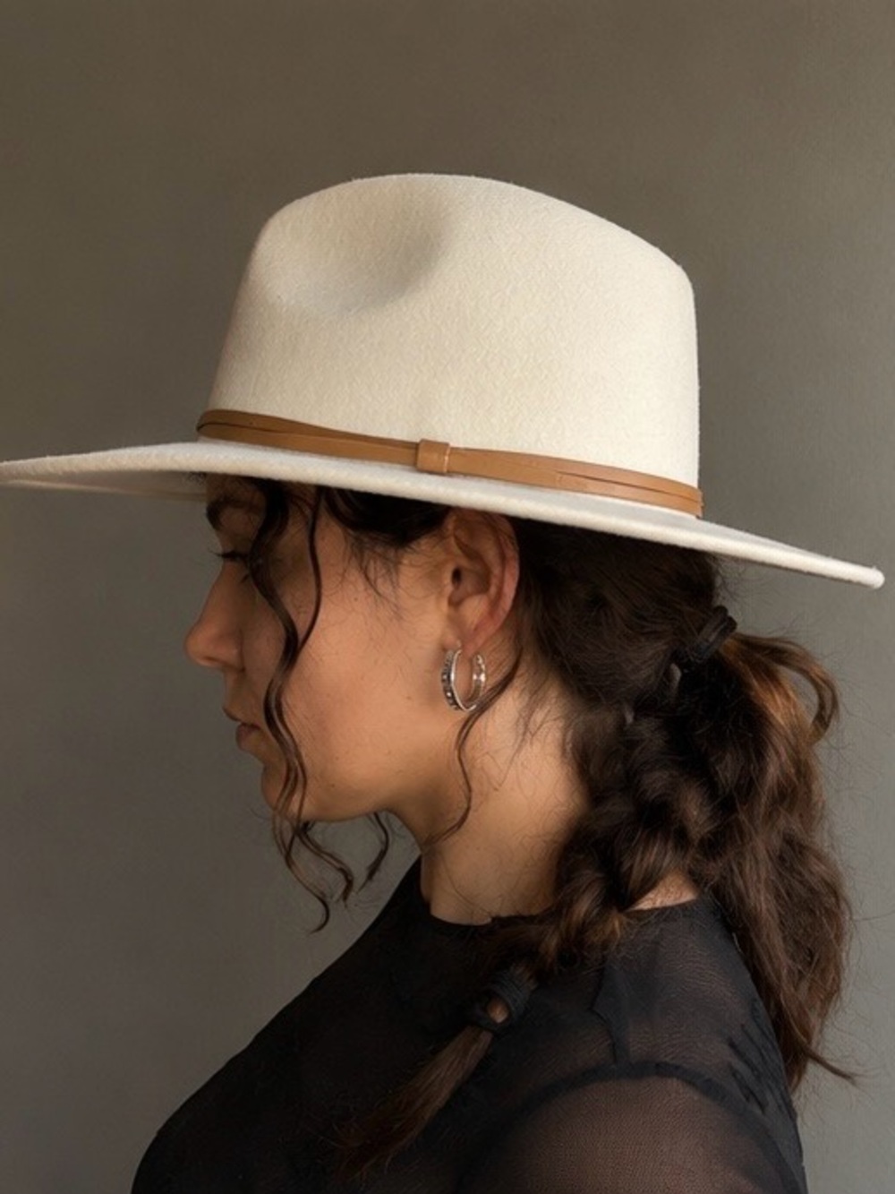 WYETH 100% Wool Ivory Wide Brim Western Rancher Hat OS